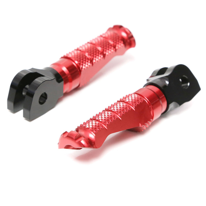MC Motoparts front standard foot pegs for Kawasaki Z H2 Z1000 Z125 Z750 Z900 R-FIGHT motorcycle, shown from the front view.