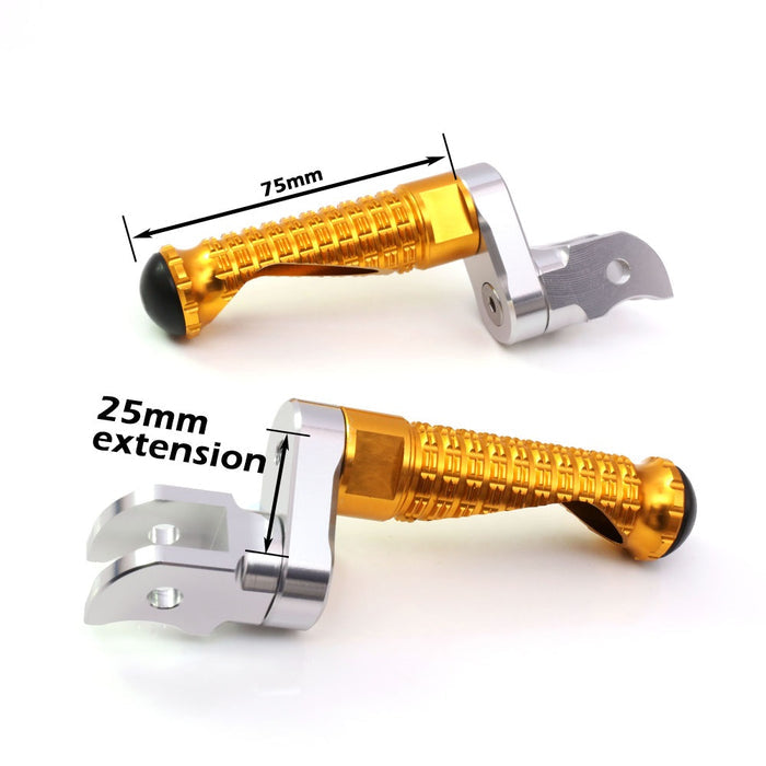 {Front}  Fits Moto Guzzi V9 V7 V100 M-PRO 25mm Adjustable Foot Pegs - MC Motoparts