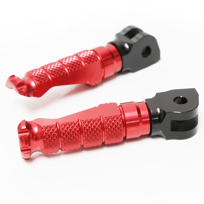 Front MC Motoparts standard foot pegs for Moto Guzzi V9, V7, and V100 R-FIGHT motorcycle, shown from the front angle.