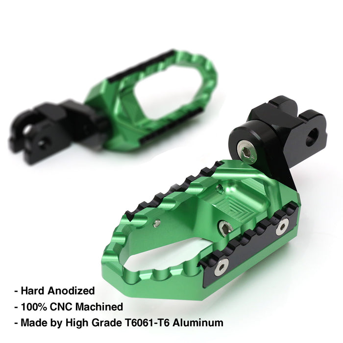 MC Motoparts 25mm adjustable wide foot pegs for Moto Guzzi V9, V7, V100 TRC touring models, shown with extended design.