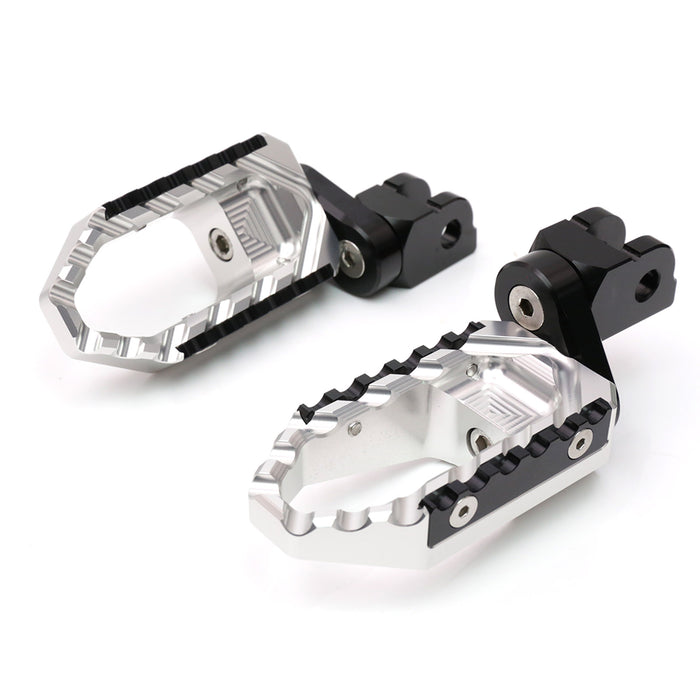 Black 25mm extension foot pegs for Suzuki DL650 SV1000, adjustable touring motorcycle footrests by MC Motoparts.