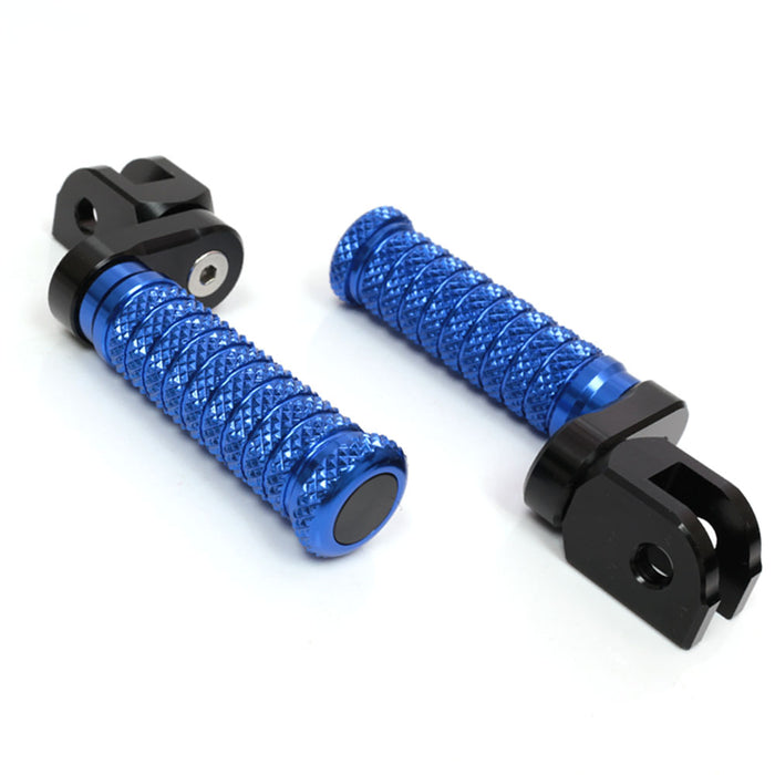 Front view of MC Motoparts 25mm extension foot pegs for Triumph America Bonneville Daytona 675 motorcycle, showing the adjustable pole design.