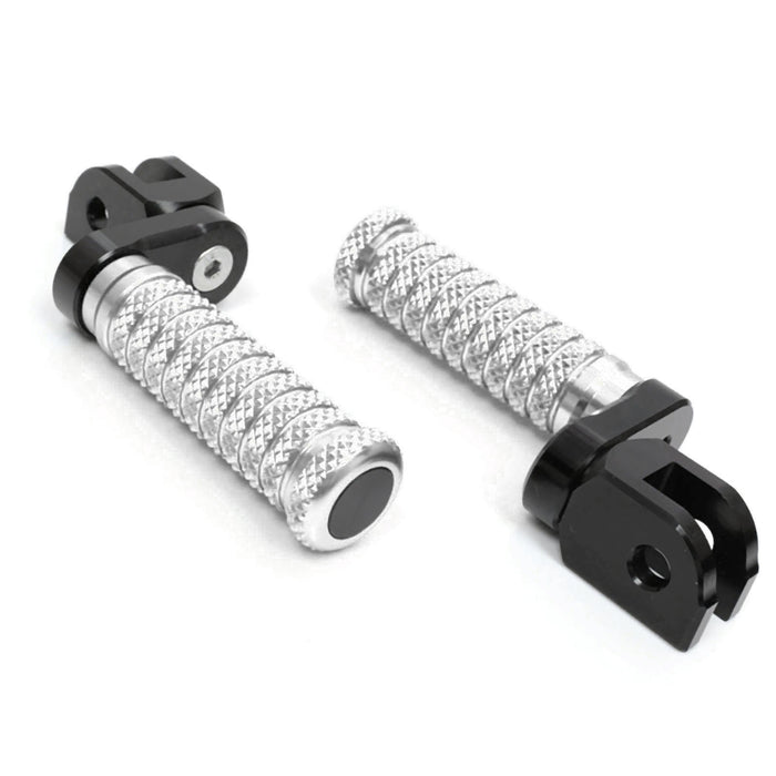 Front 25mm extension foot pegs for Triumph Scrambler 1200 and Trident 660 by MC Motoparts, featuring lowered design and sturdy build.