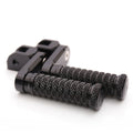 Black 40mm extension foot pegs for Triumph Scrambler and Tiger 955i, designed by MC Motoparts for lower riding position.