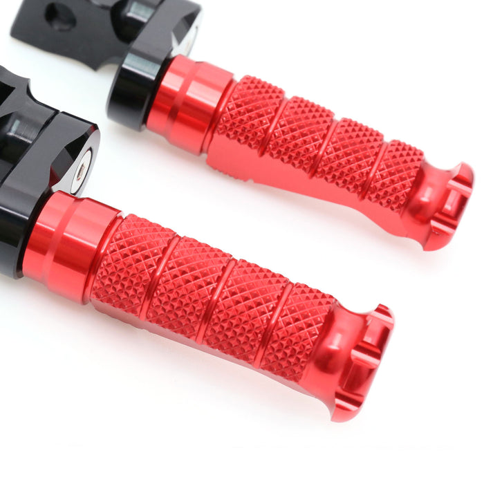 Front view of MC Motoparts 40mm extension foot pegs for Triumph Speed Triple Street Cup motorcycle.