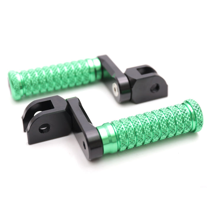 Front view of MC Motoparts 40mm extension foot pegs for Triumph Daytona Thunderbird 650 675 with adjustable pole design.