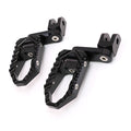 MC Motoparts touring 40mm extension foot pegs for Tuono 125, 660, 1000 V4R, featuring adjustable wide foot pegs.