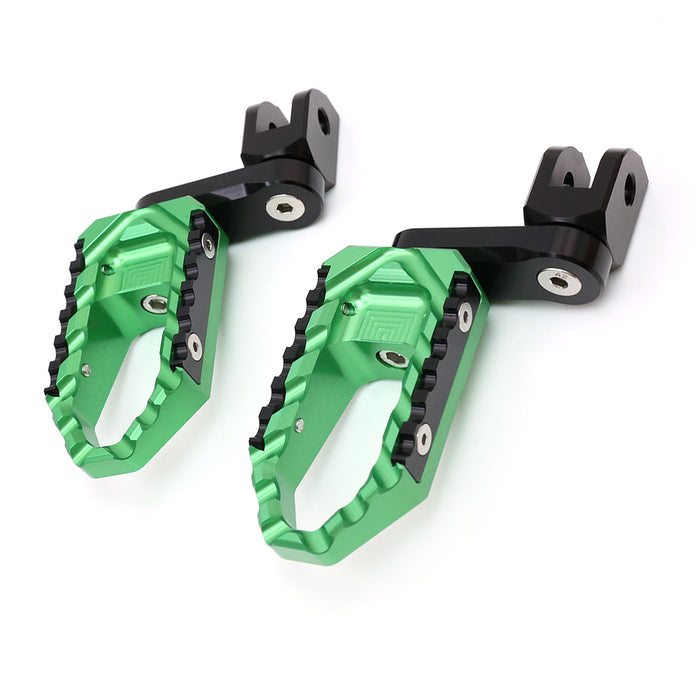 MC Motoparts 40mm extension foot pegs for Tuono 125, 660, 1000 V4R TRC touring models, featuring adjustable wide footrests.