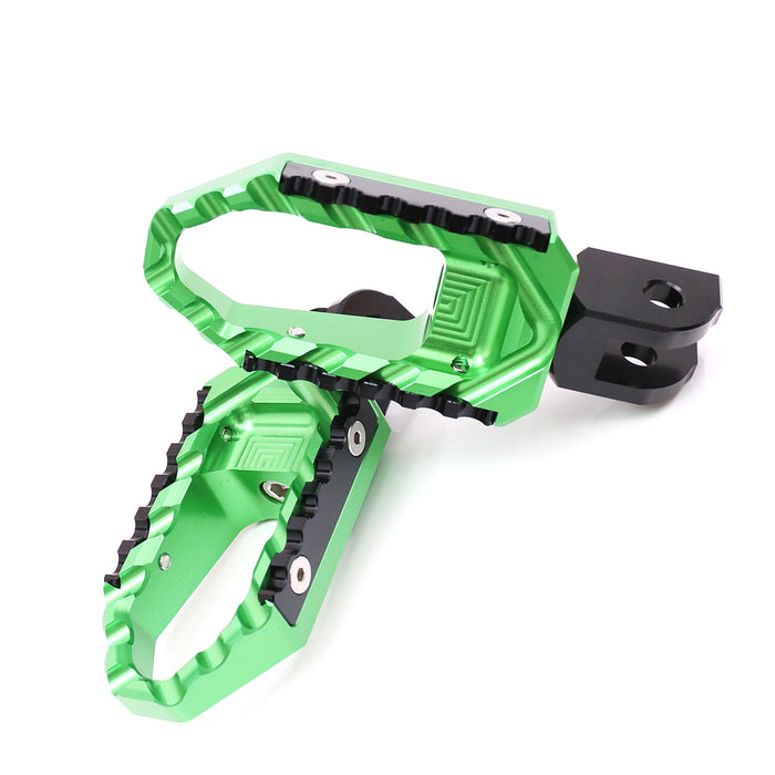 MC Motoparts touring wide foot pegs for Tuono 125, 660, 1000 V4R, TRC, featuring durable black metal construction and standard design.