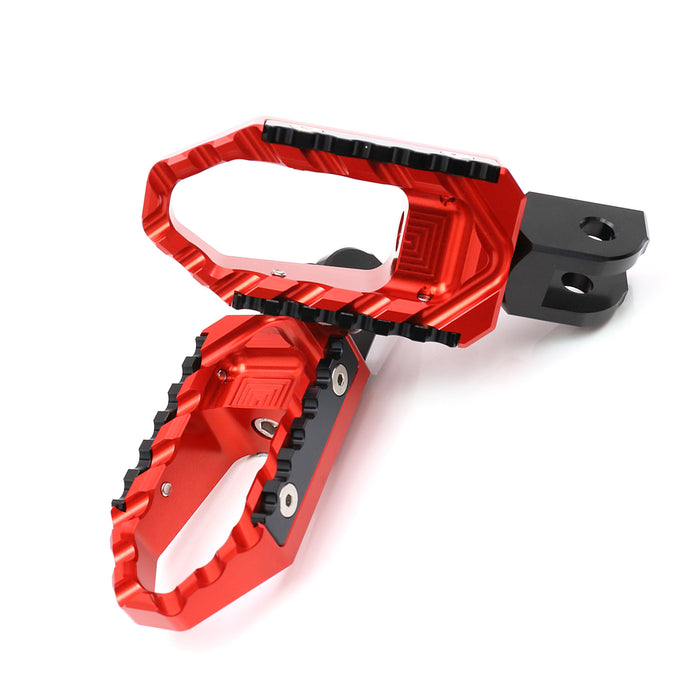 MC Motoparts touring wide foot pegs for Tuono 125, 660, 1000 V4R V4R TRC motorcycle with durable, wide metal footrests.