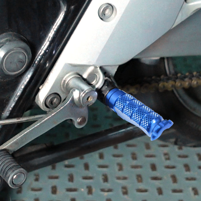 Front view of MC Motoparts standard foot pegs for Yamaha TDM900, XJR1300, XJ6, and R-FIGHT motorcycle, showing textured metal surface
