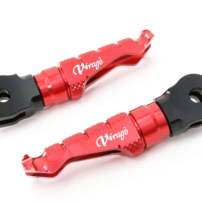Yamaha Virago XV 535 750 engraved front rider Red Foot Pegs