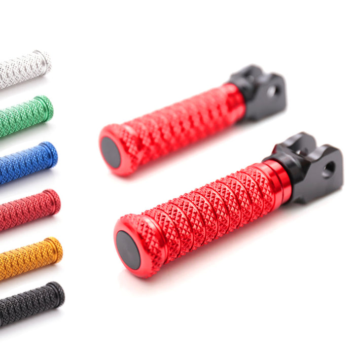 Front standard pole foot pegs for Yamaha YZF R1, R3, R6, R25, and R125 motorcycles by MC Motoparts, showing the metal footpeg design.