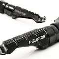 Front R-FIGHT engraved logo foot pegs for Triumph Thruxton R RS 16-20, MC Motoparts standard motorcycle foot pegs.