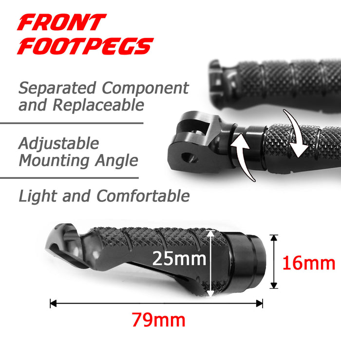 Yamaha YZF R125 08-13 engraved front rider Black Foot Pegs