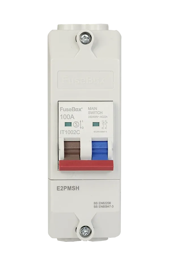 Fusebox E2PMSH ENCLOSED 2P 100A MAIN SWITCH