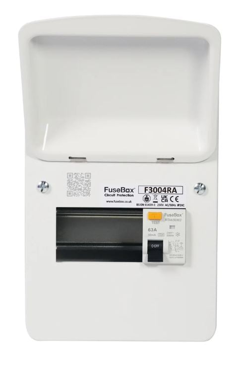 Fusebox F3004RA 4 Way, 63A RCD Consumer Unit (30mA,Type A) (Replacement of F2004RA)
