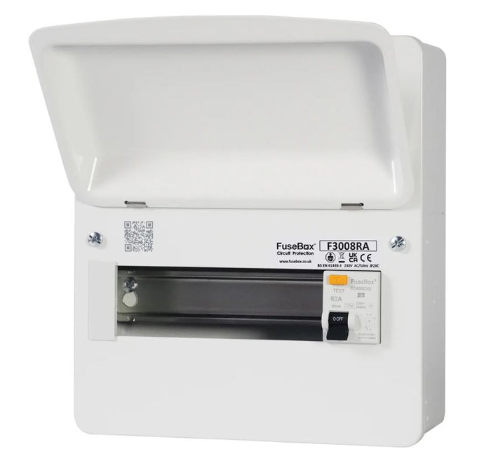 Fusebox F3008RA 8 Way, 80A RCD Consumer Unit (30mA,Type A) (Replacement of F2007RA)