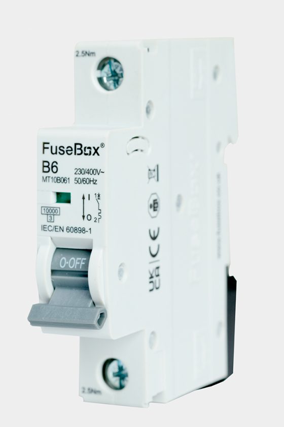Fusebox MT10B061 MCB, Single Pole 6A 10kA,Curve B for 3 Phase