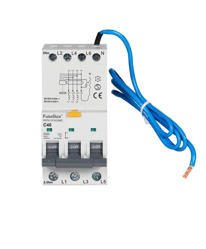 Fusebox R3PN10C1030BD 10A C Curve Type A 3P+N SW Bi Directional RCBO