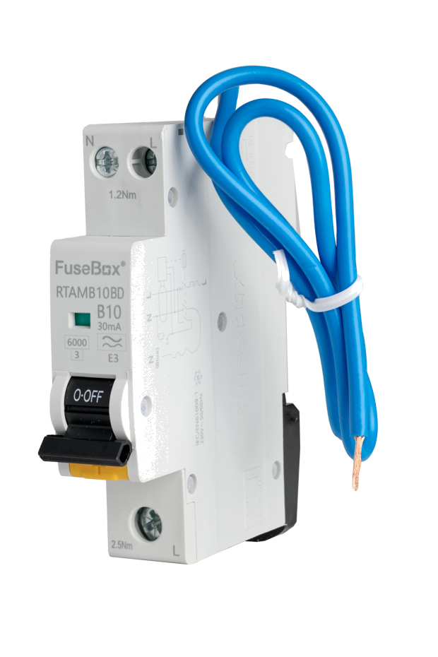 Fusebox RTAMB10BD Bi-Directional MINI 10A B RCBO 1P+N (sw) 30mA 6kA (Replacement of RTAMB10)
