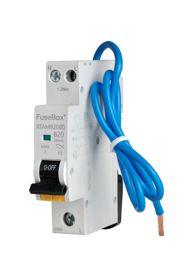 Fusebox RTAMB20BD Bi-Directional MINI 20A B RCBO 1P+N (sw) 30mA 6kA (Replacement of RTAMB20)