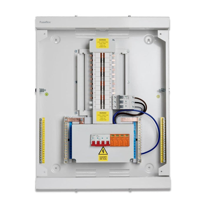 Fusebox TPN07FBX Three Phase 7 way T2 SPD 125A, TPN Distribution Board, 4P Main Switch