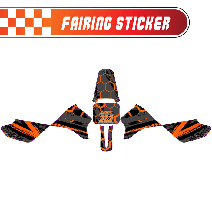 Graphic Kit Decals Fairing Sticker Custom Number For Razor MX350 MX400 - L003 Orange Hexagon - MC Motoparts