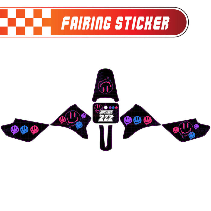 Custom graphic kit decal fairing sticker with dissolve smiley face for Razor MX350 and MX400 motorcycles by StickerBao.