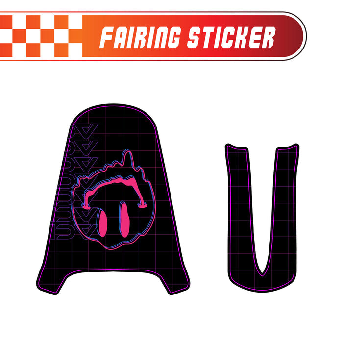 Custom graphic kit decals for Razor MX350 MX400 fairings, featuring a dissolve smiley face design from StickerBao.