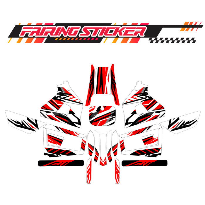 Graphic Kit Decals Fairing Sticker Custom Number For Razor MX350 MX400 (2021 or beyond) - LH020 Red Black Stripe - MC Motoparts