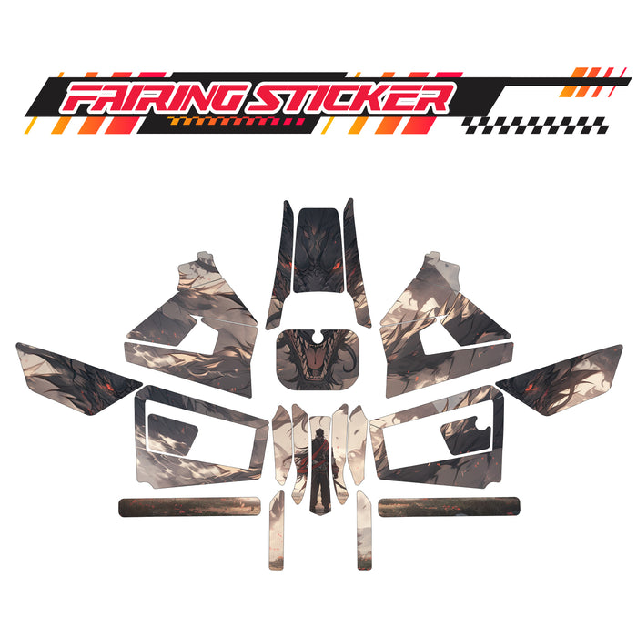 Graphic Kit Decals Fairing Sticker Custom Number For Razor MX350 MX400 (2021 or beyond) - LH017 Grey Dragon Man - MC Motoparts