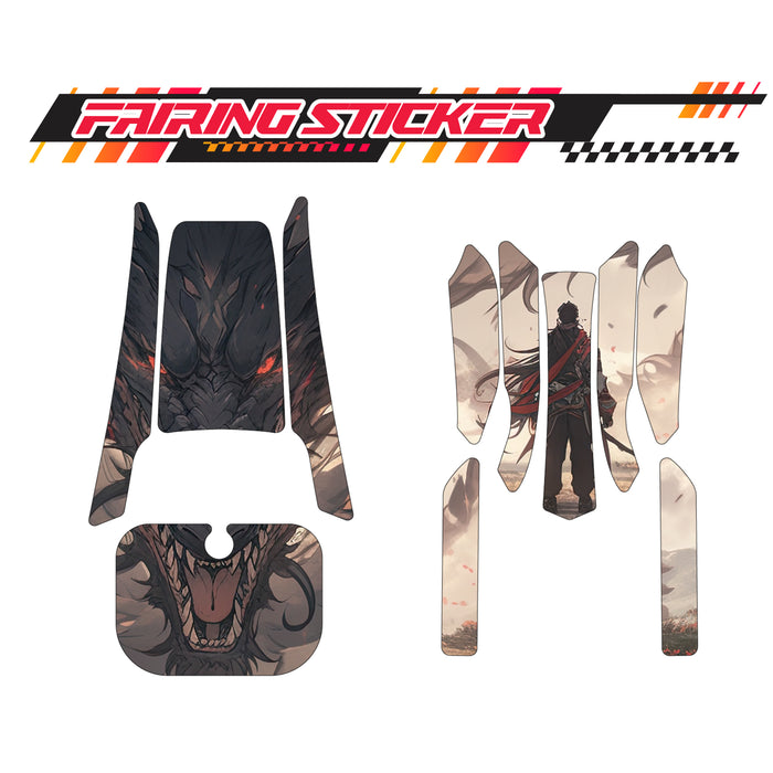 Graphic Kit Decals Fairing Sticker Custom Number For Razor MX350 MX400 (2021 or beyond) - LH017 Grey Dragon Man - MC Motoparts