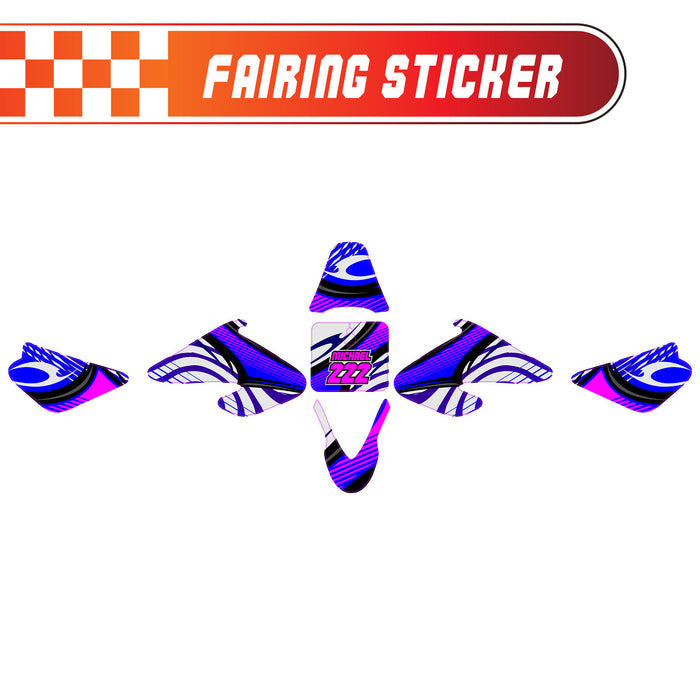 Graphic Kit Decals Fairing Sticker Custom Number For Razor MX500 MX650 - C006 Blue Burst Stripe - MC Motoparts