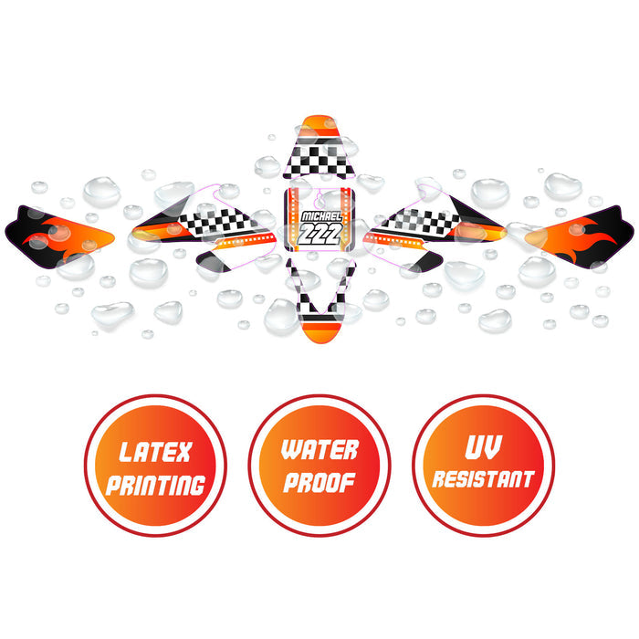 Graphic Kit Decals Fairing Sticker Custom Number For Razor MX500 MX650 - L001 Checkered Fire - MC Motoparts