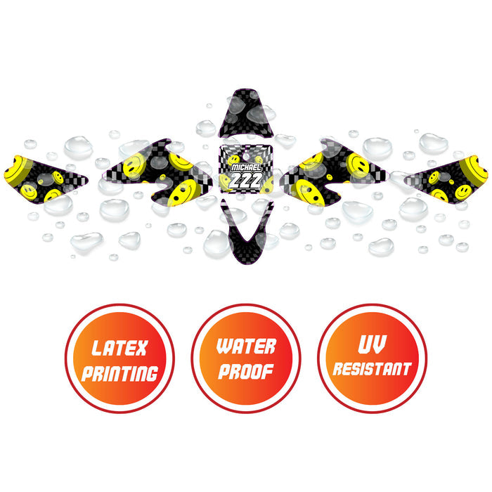 Graphic Kit Decals Fairing Sticker Custom Number For Razor MX500 MX650 - L005 3D Laughing Face - MC Motoparts
