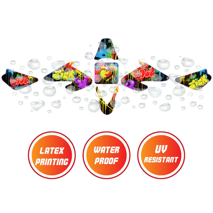 Graphic kit decals fairing sticker with custom number for Razor MX500 and MX650, featuring street graffiti design by StickerBao.