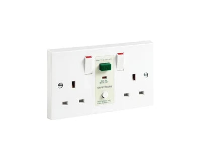 Greenbrook M22SW RCD SafetySure Twin Switched Socket White