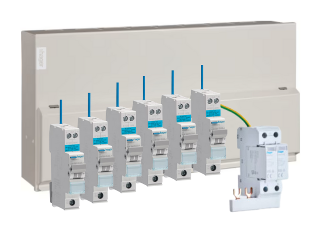 Hager 19-Way Consumer Unit with Surge Protection + 10 RCBOs Bundle (VML118SPD / VME119SPD)