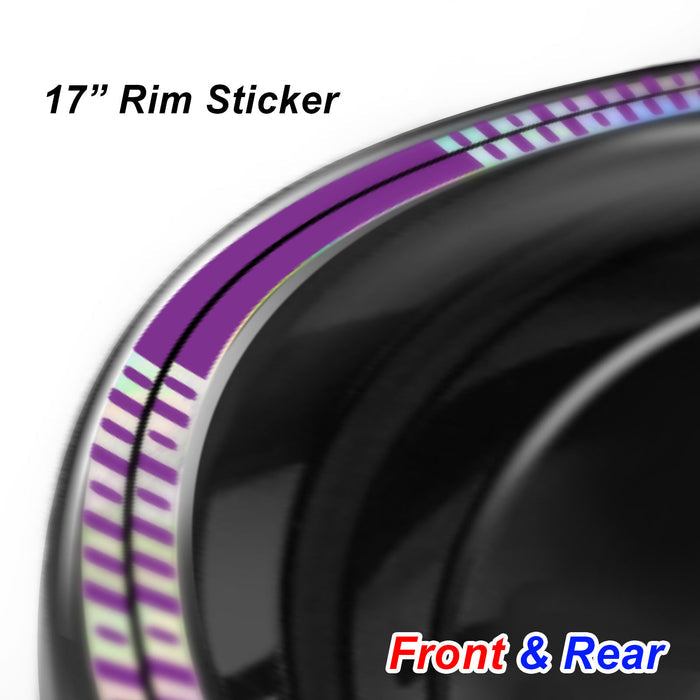 Fits 17 inch Rim Silver Holographic Wheel Stickers J13 Rim Skin Decal Strip