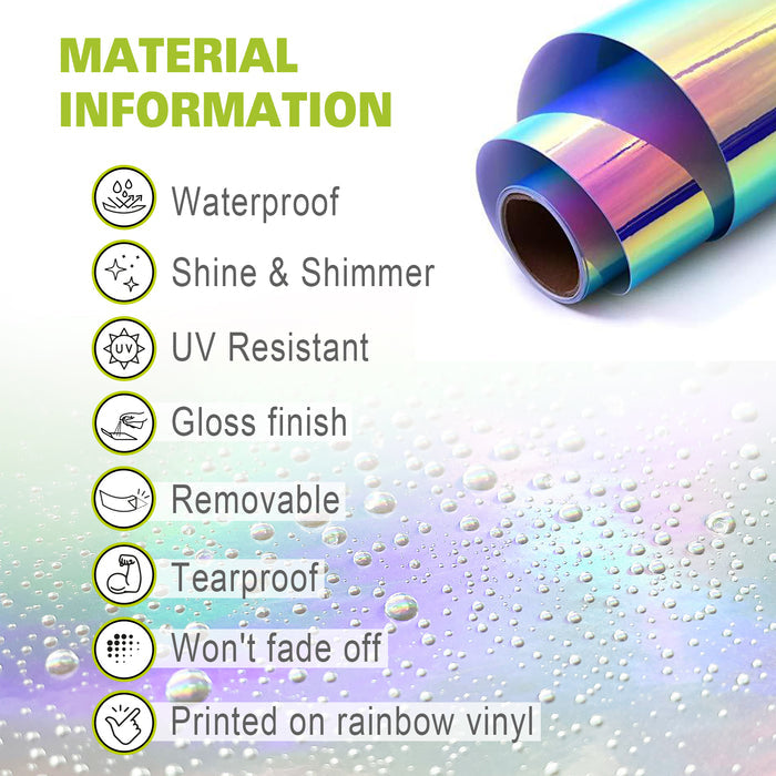 Holographic Silver Rainbow Sticker Tape Universal For 17 inch Wheel Front & Rear Rim Skin Decal Set J13 - MC Motoparts