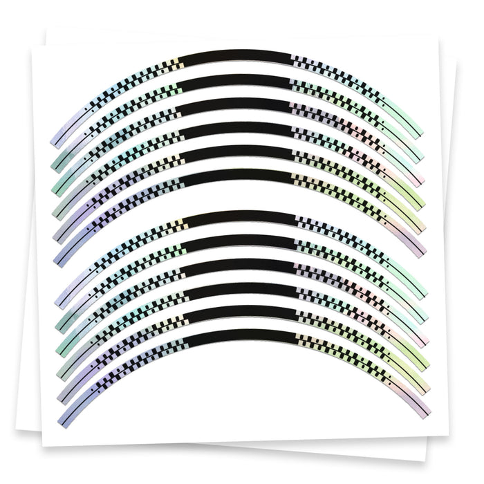 Fits 17 inch Rim Silver Holographic Wheel Stickers J13 Rim Skin Decal Strip
