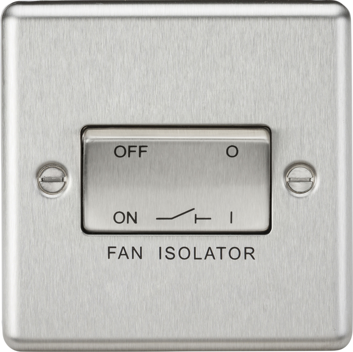 Knightsbridge MLA CL11BC 10AX 3 Pole Fan Isolator Switch - Rounded Edge Brushed Chrome