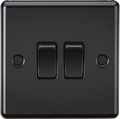 Knightsbridge MLA CL3MBB 10AX 2G 2 Way Plate Switch - Rounded Edge Matt Black