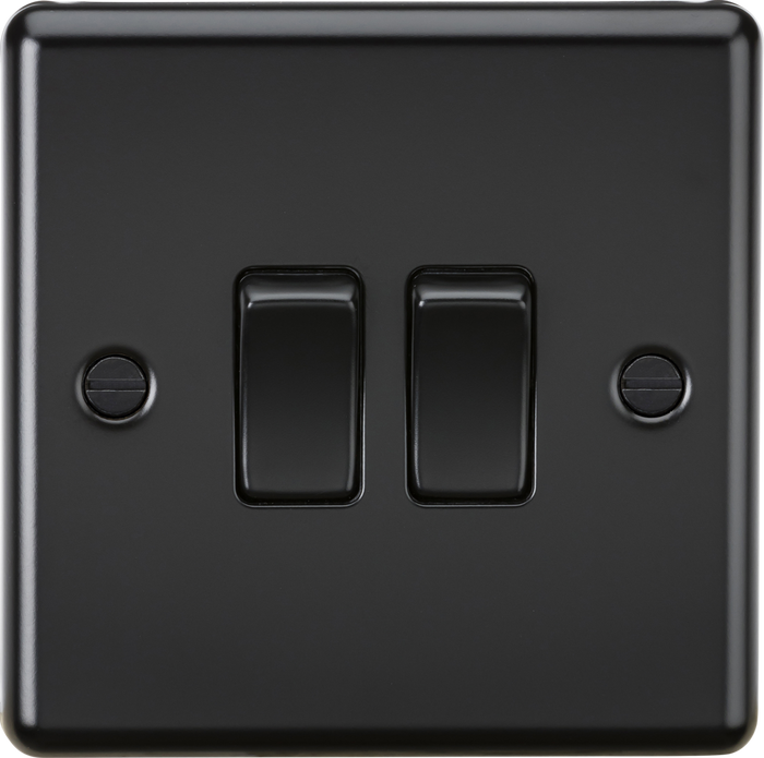 Knightsbridge MLA CL3MBB 10AX 2G 2 Way Plate Switch - Rounded Edge Matt Black