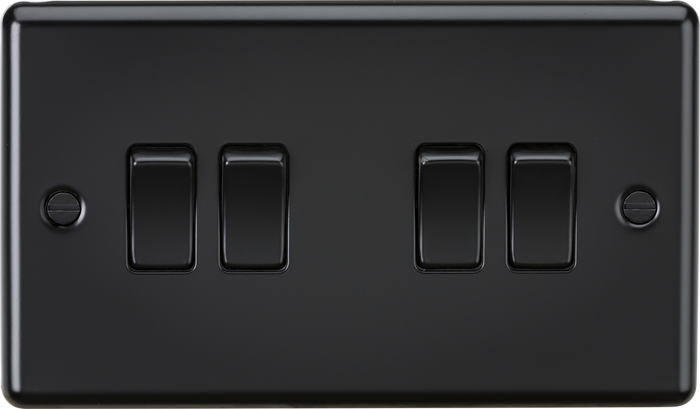 Knightsbridge MLA CL41MBB 10AX 4G 2 Way Plate Switch - Rounded Edge Matt Black