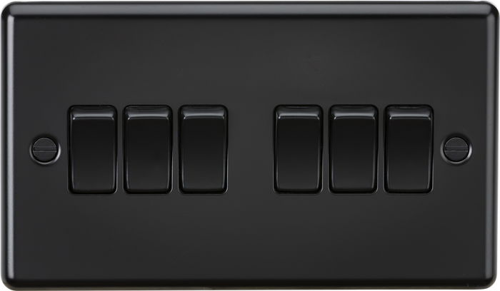 Knightsbridge MLA CL42MBB 10AX 6G 2 Way Plate Switch - Rounded Edge Matt Black