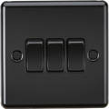 Knightsbridge MLA CL4MBB 10AX 3G 2 Way Plate Switch - Rounded Edge Matt Black