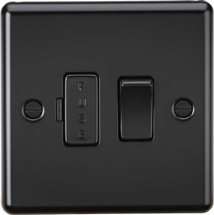 Knightsbridge MLA CL63MB 13A Switched Fused Spur Unit - Rounded Edge Matt Black