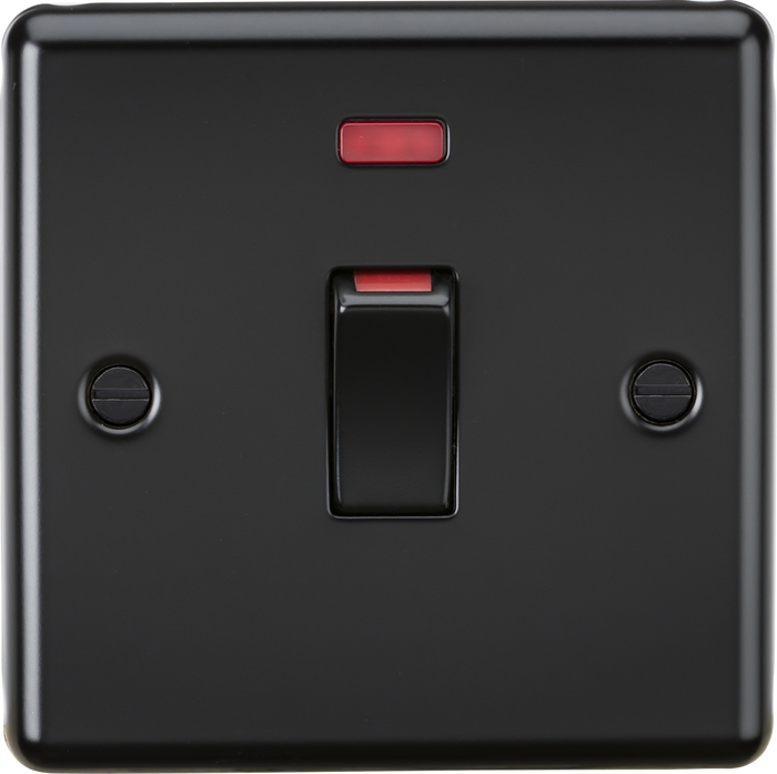 Knightsbridge MLA CL81MNMBB 45A DP Switch with Neon (single size) - Rounded Edge Matt Black